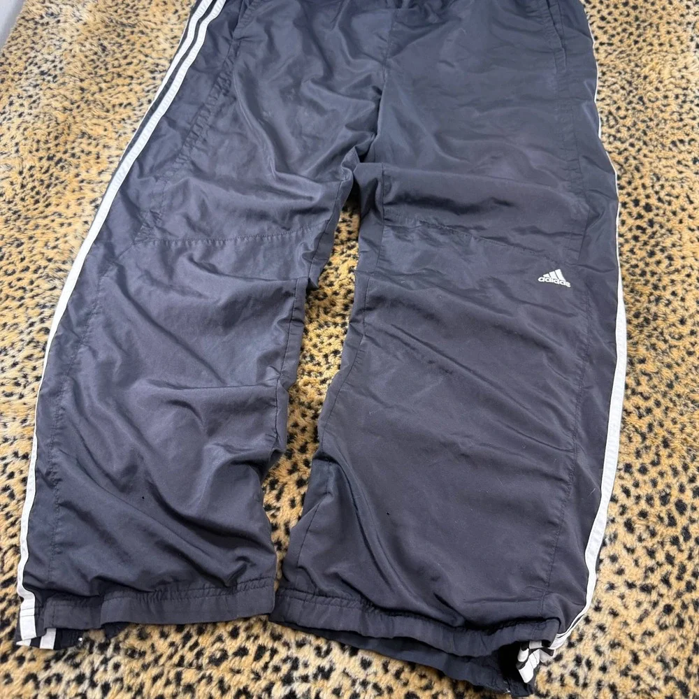2000s Baggy Adidas Three Stripe Windbreaker Track Pants Black XL